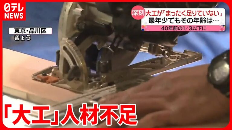 【「大工」が足りない】40年前の3分の1以下に 技を引き継ぐ若手が育たず…リフォームなどに影響も