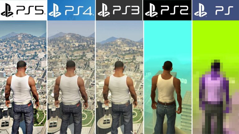 PS5 vs PS4 vs PS3 vs PS2 vs PS1 | GTA – Comparación de Generaciones y Gráficos (4k 60fps)