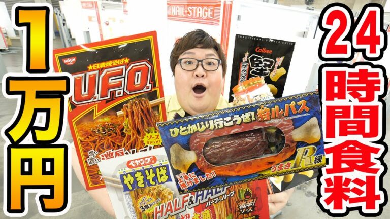 【大量ゲット!!】オンラインクレーンゲーム1万円でとった食べ物だけで24時間生活できるのか?!