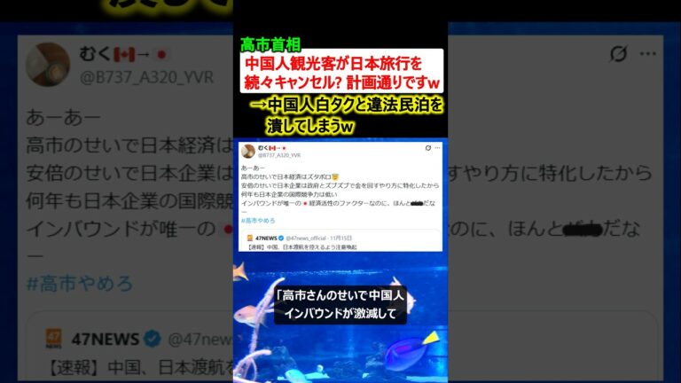 高市首相「中国人観光客が日本旅行を中止に? 計画通りですw」→違法中国人業者を潰すことにw
